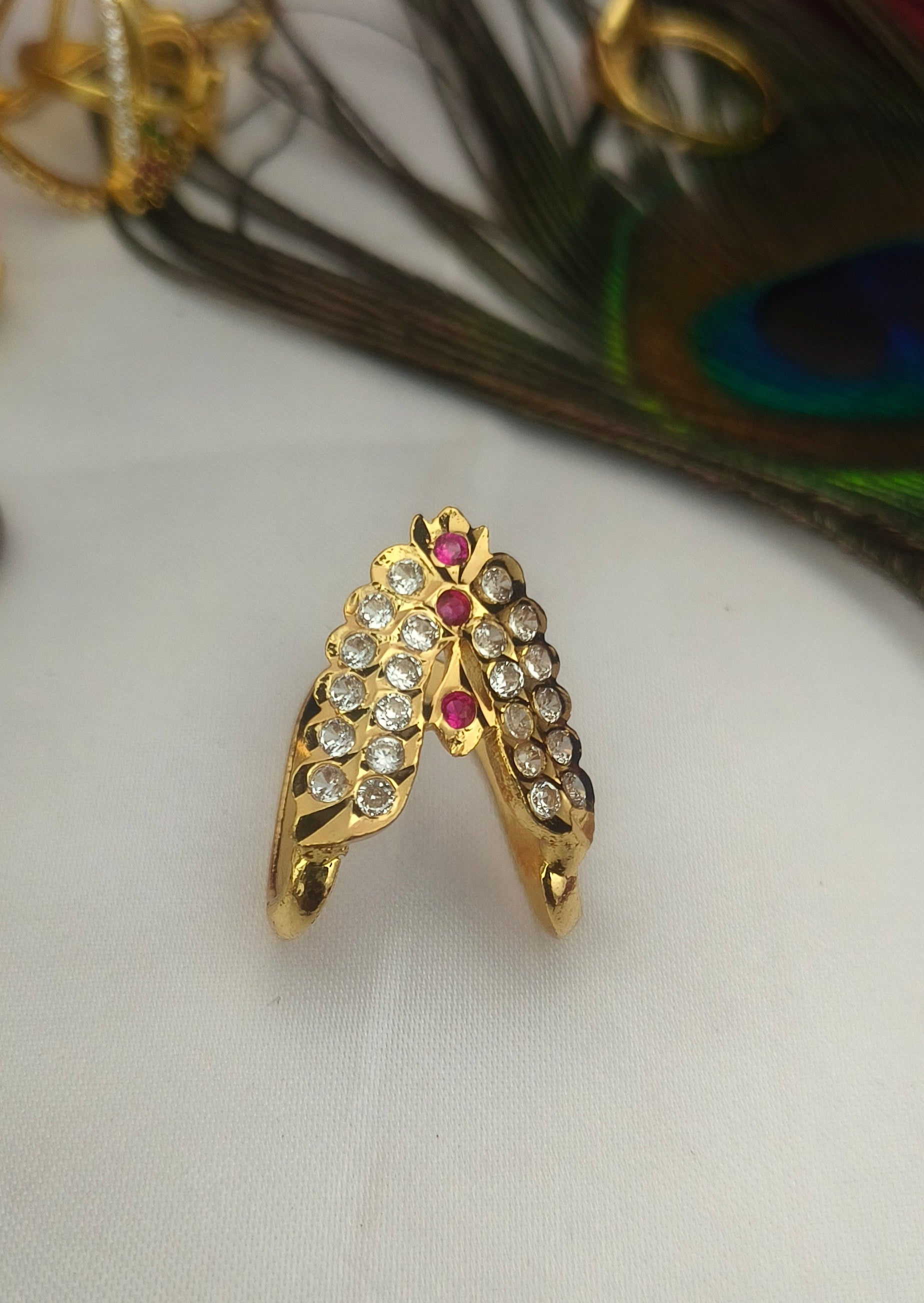 Five metal double line Ring - R1002