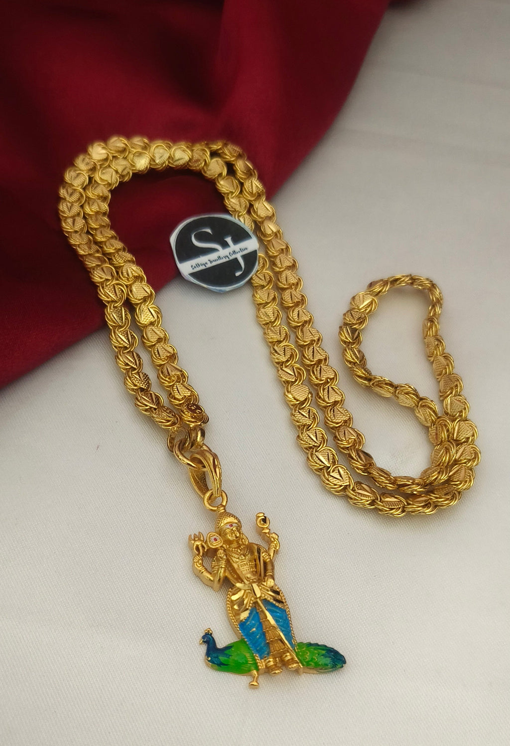 Lord Murugan Dollar Chain – Premium Gold-Finish Temple Jewellery-DL1002