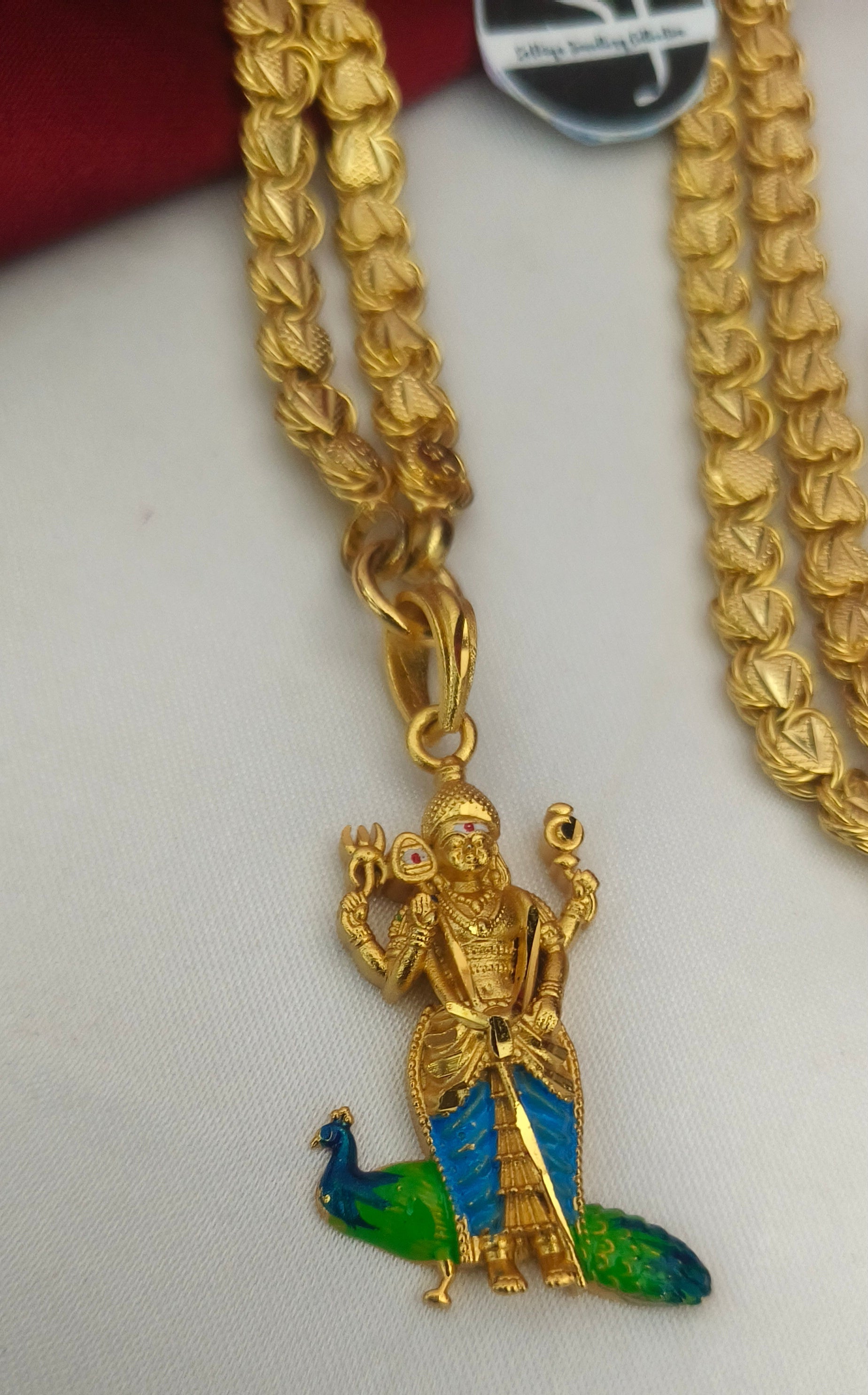 Lord Murugan Dollar Chain – Premium Gold-Finish Temple Jewellery-DL1002