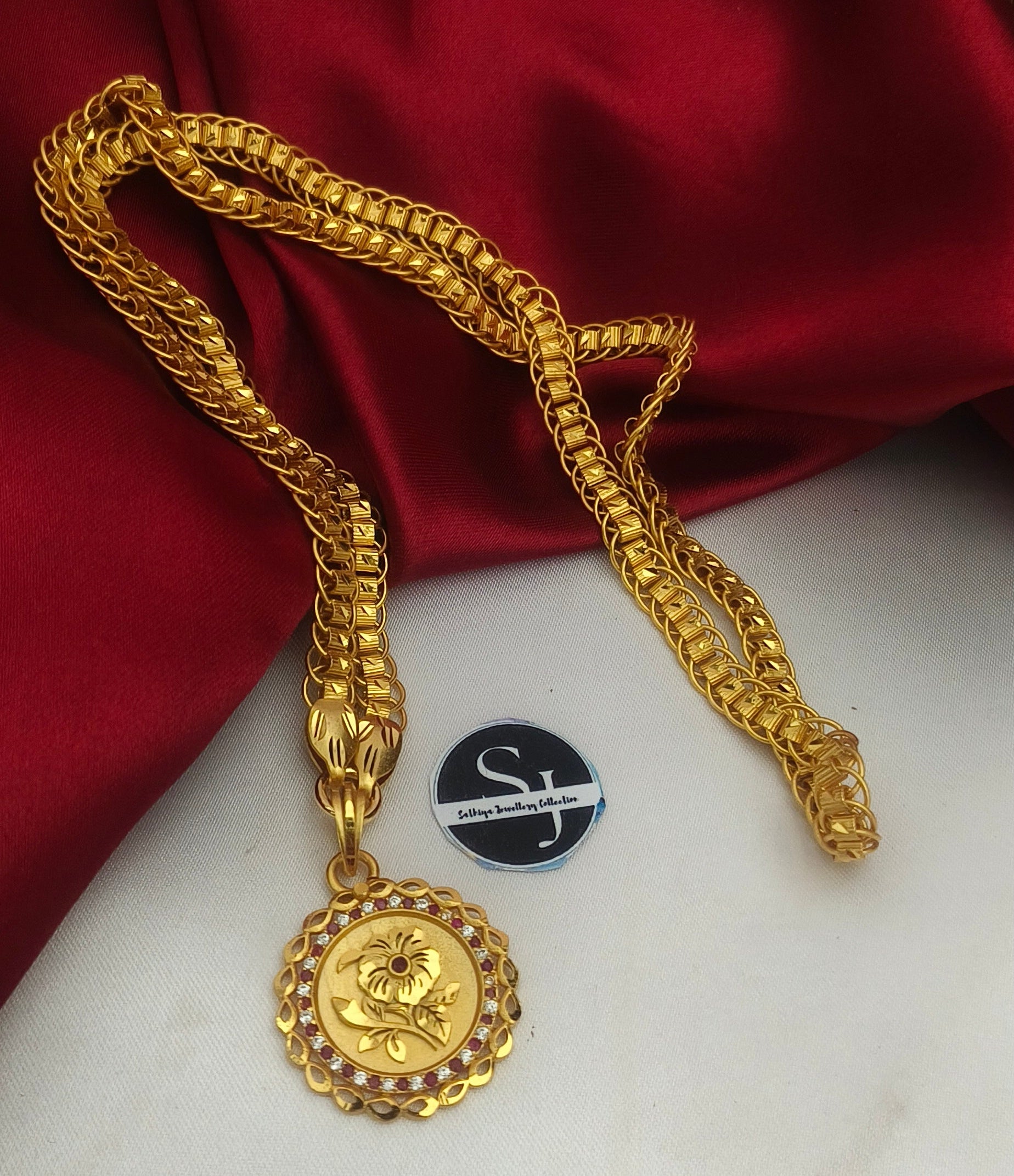 Flower pattern one gram forming doller chain - DL1004