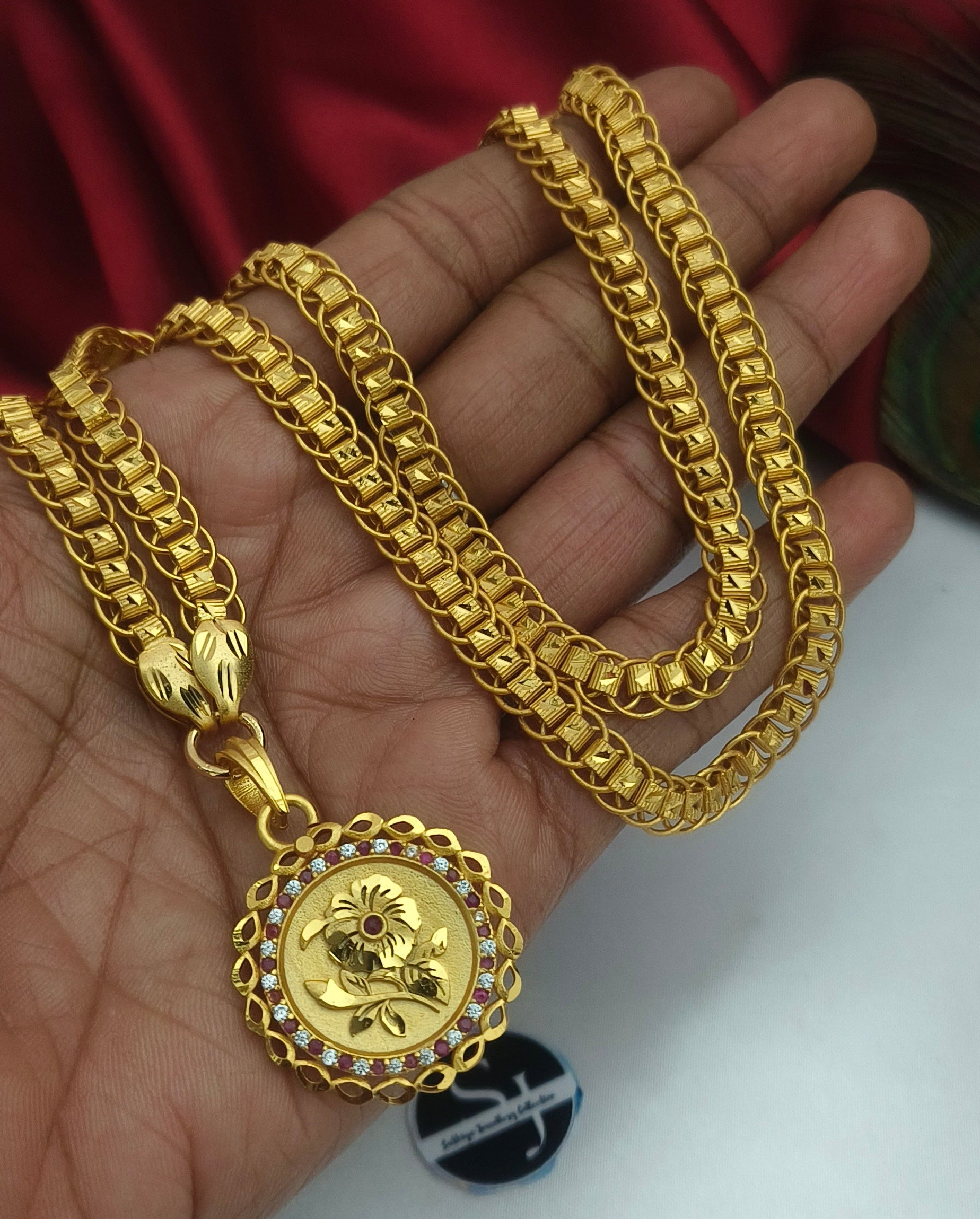 Flower pattern one gram forming doller chain - DL1004