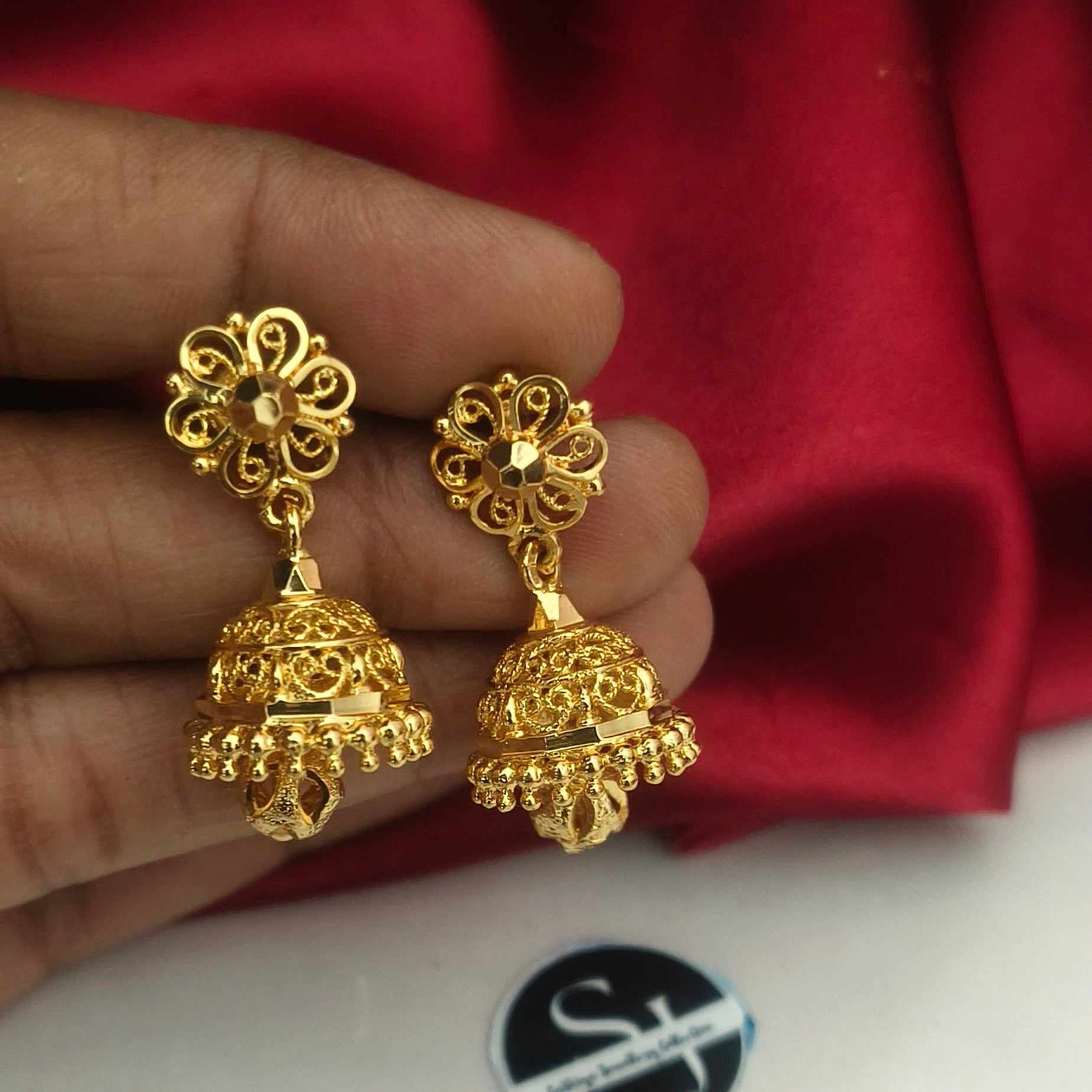 Microplated Jumka with ball drops - EC1006