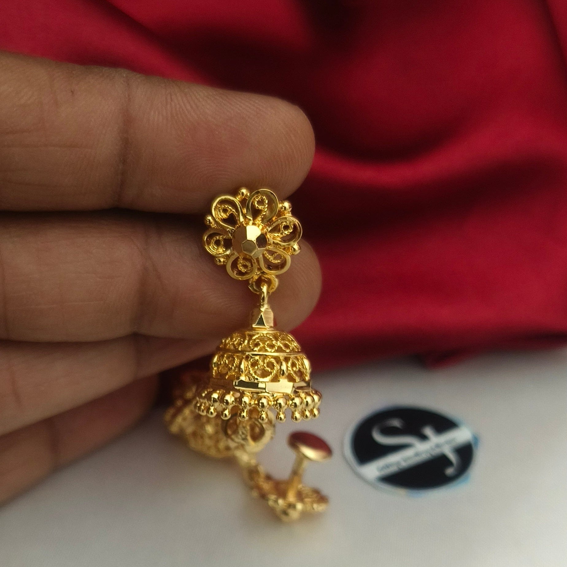 Microplated Jumka with ball drops - EC1006