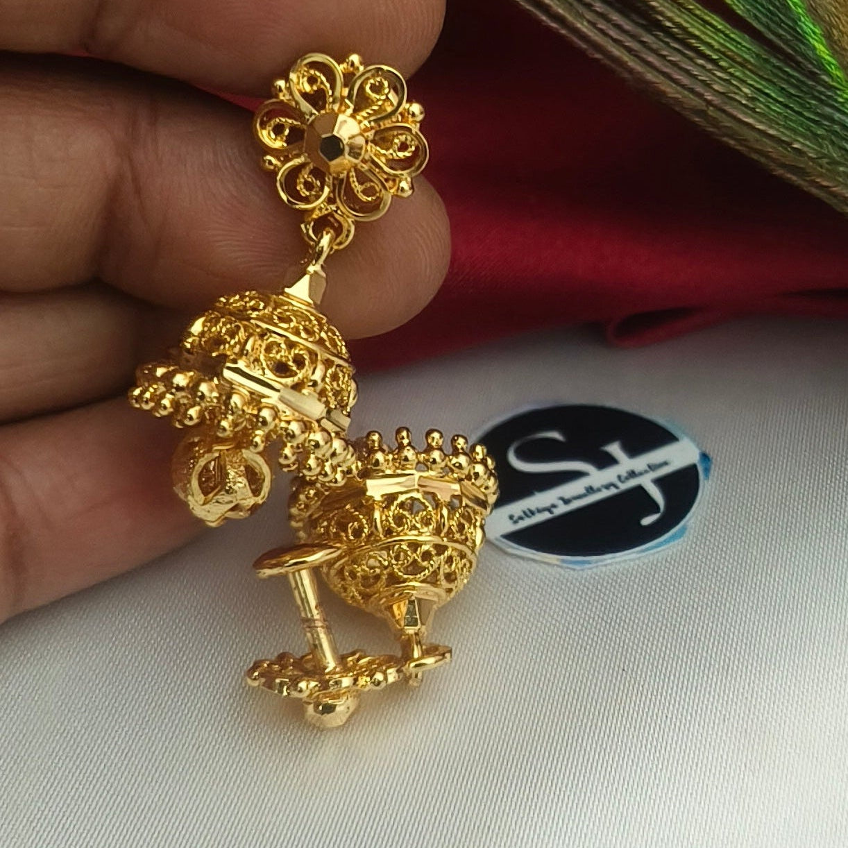 Microplated Jumka with ball drops - EC1006