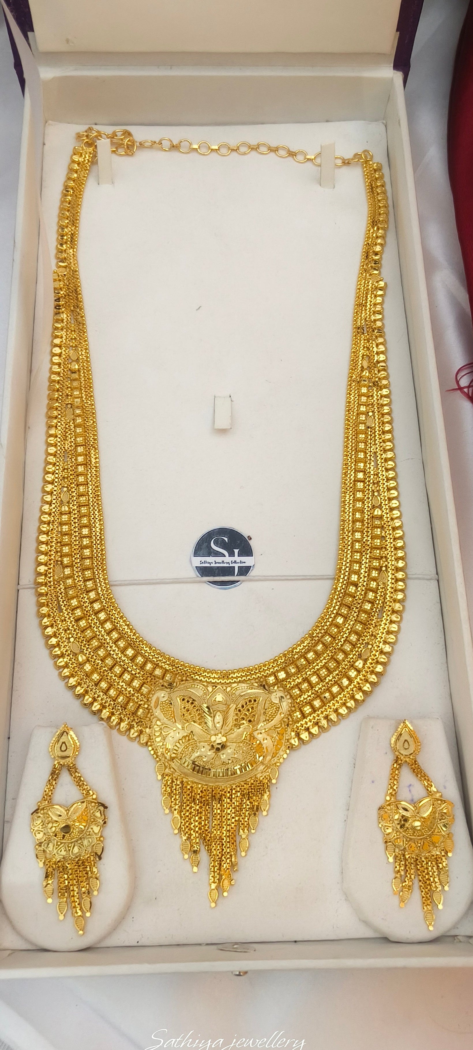 One Gram Gold Forming Grand Wedding Haaram for Bridal Wear – Model W1001