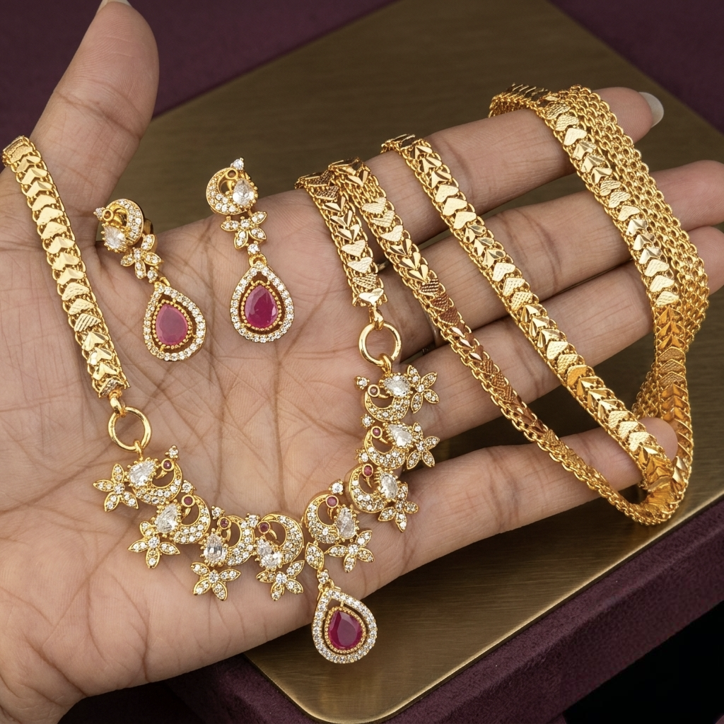 peacock-inspired motifs and floral dollar chain-DL1012