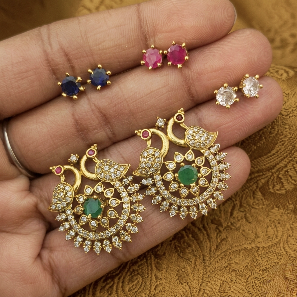 Versatile peacock-themed Changable earrings-E1016