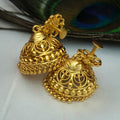 Classic Gold-Plated Jhumka Earrings – Floral Motif - EC1002