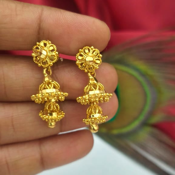 Traditional Lakshmi Jhumka Earrings - Temple Jewellery Design - EC1001