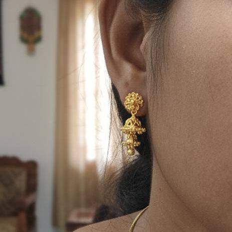 Traditional Lakshmi Jhumka Earrings - Temple Jewellery Design - EC1001
